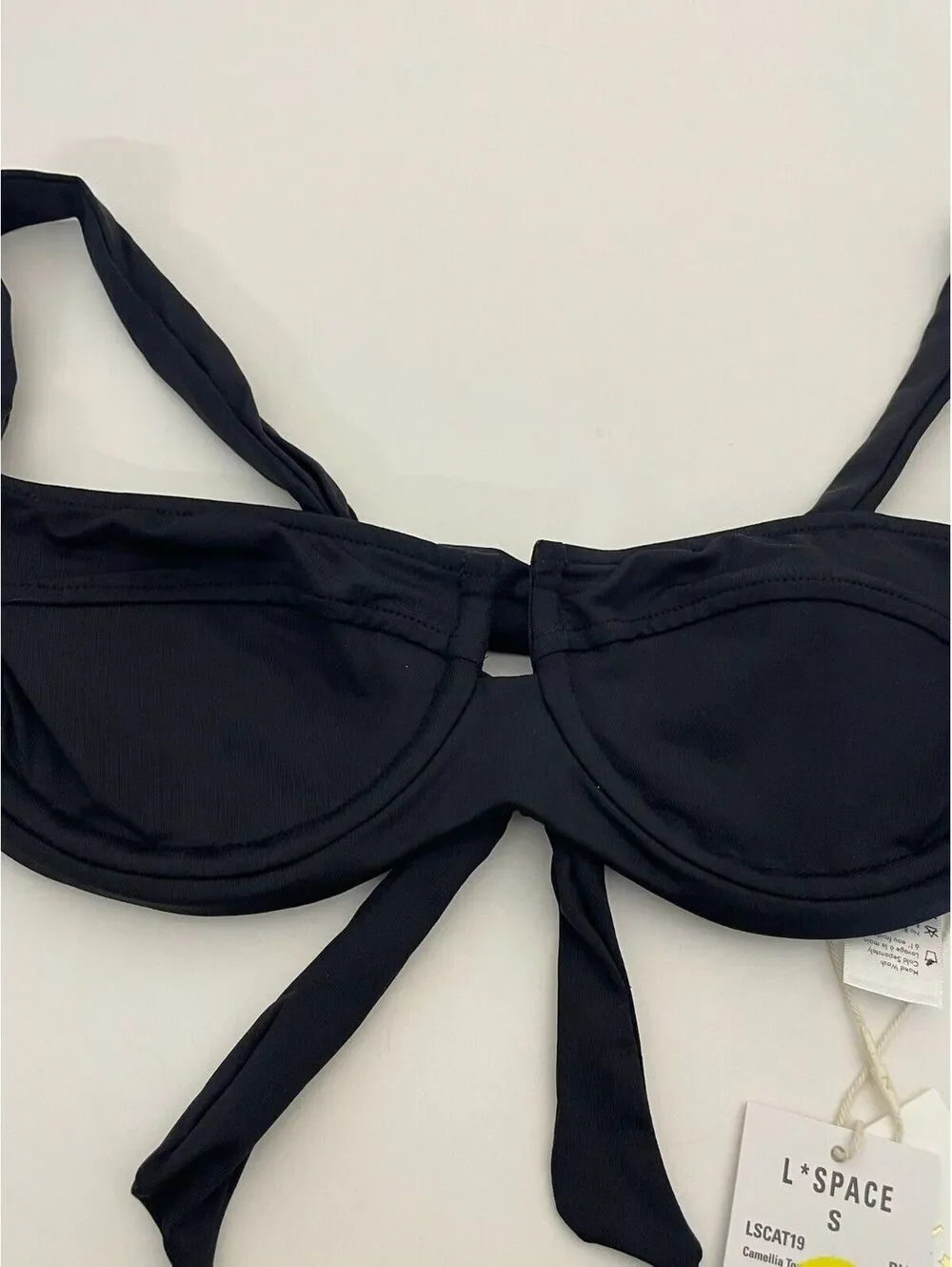 NWT L*Space Camellia Bikini Top White Adjustable Strap Swimwear Size Small